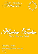 Load image into Gallery viewer, CocoSoy Candle - Amber Tonka 350ml
